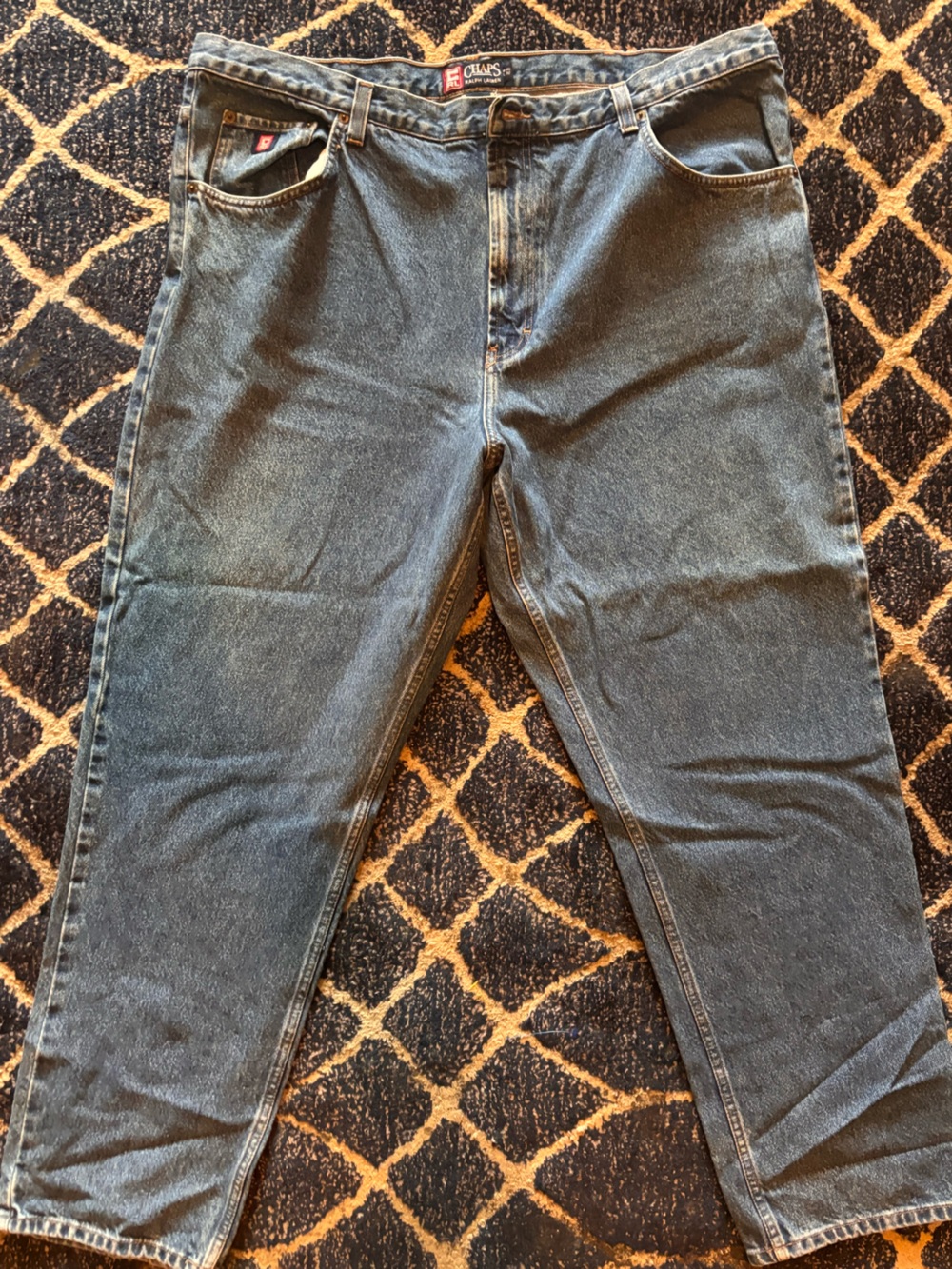 Chaps Men's Relaxed Fit Black-Blue Denim Jeans